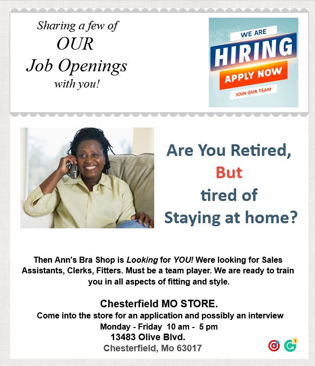 Were hiring at all out stores